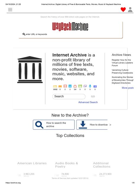 Internet Archive: Digital Library of Free & Borrowable Texts, .